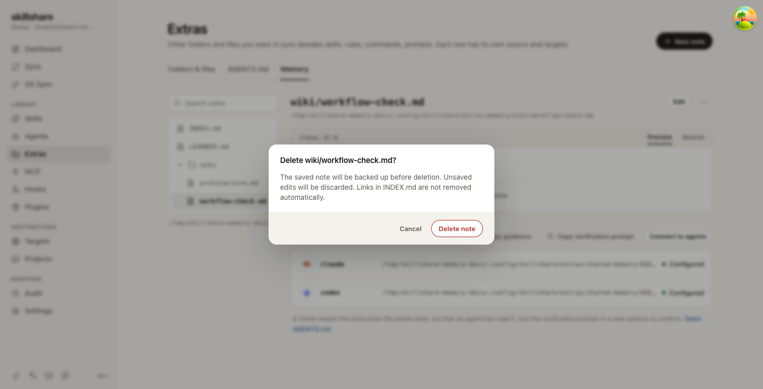 English Delete note confirmation