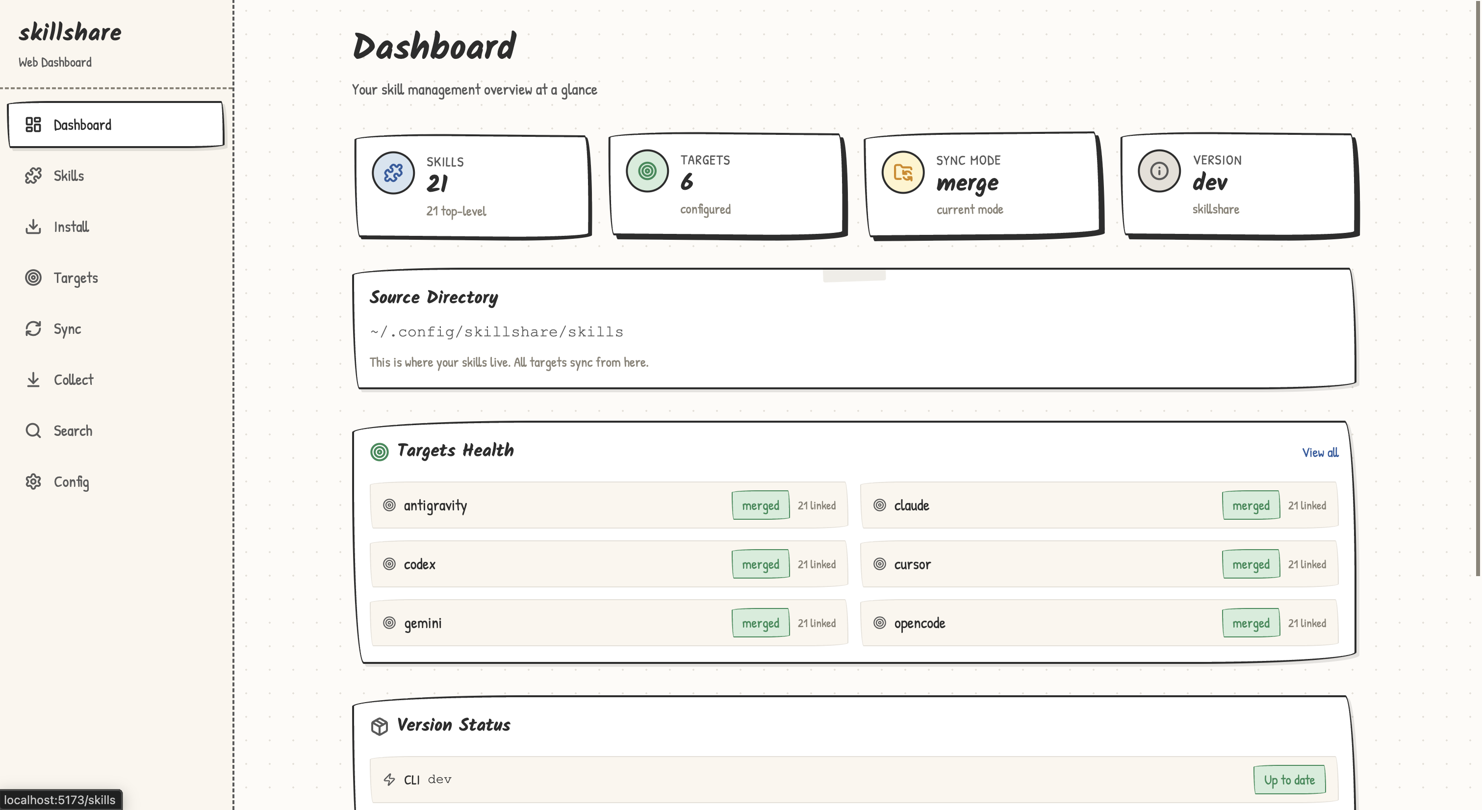 Web dashboard overview page